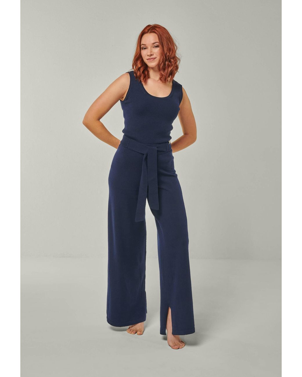 YOU LOOK PERFECT Blue Pants Bailey, Wide Lounge Pants For Ladies