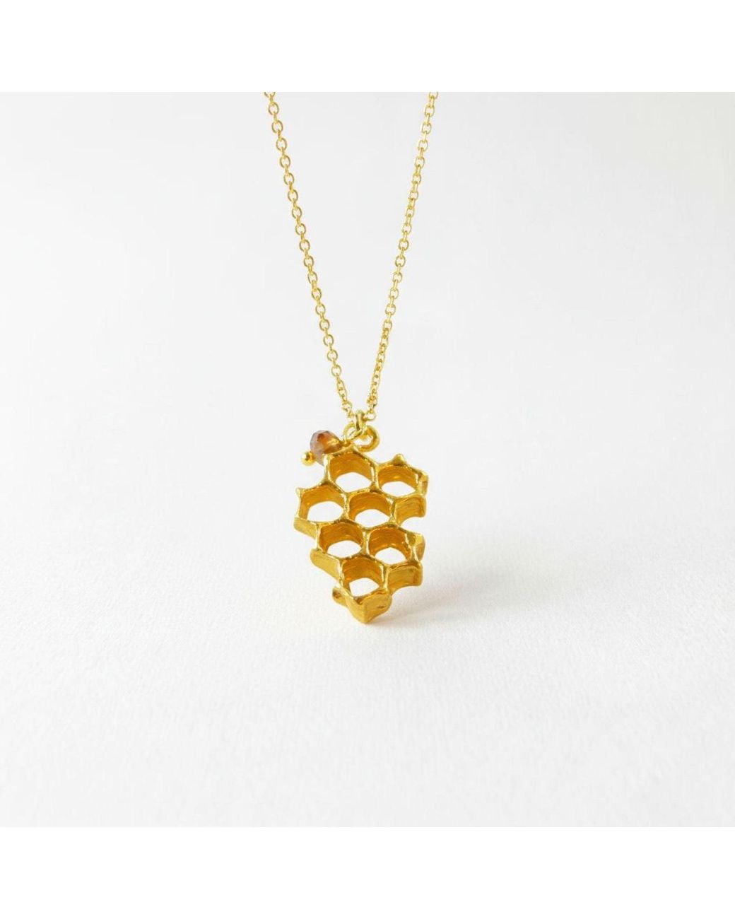 Mother Nature Jewelry Metallic Honeycomb Necklace, Handmade Nature Pendant