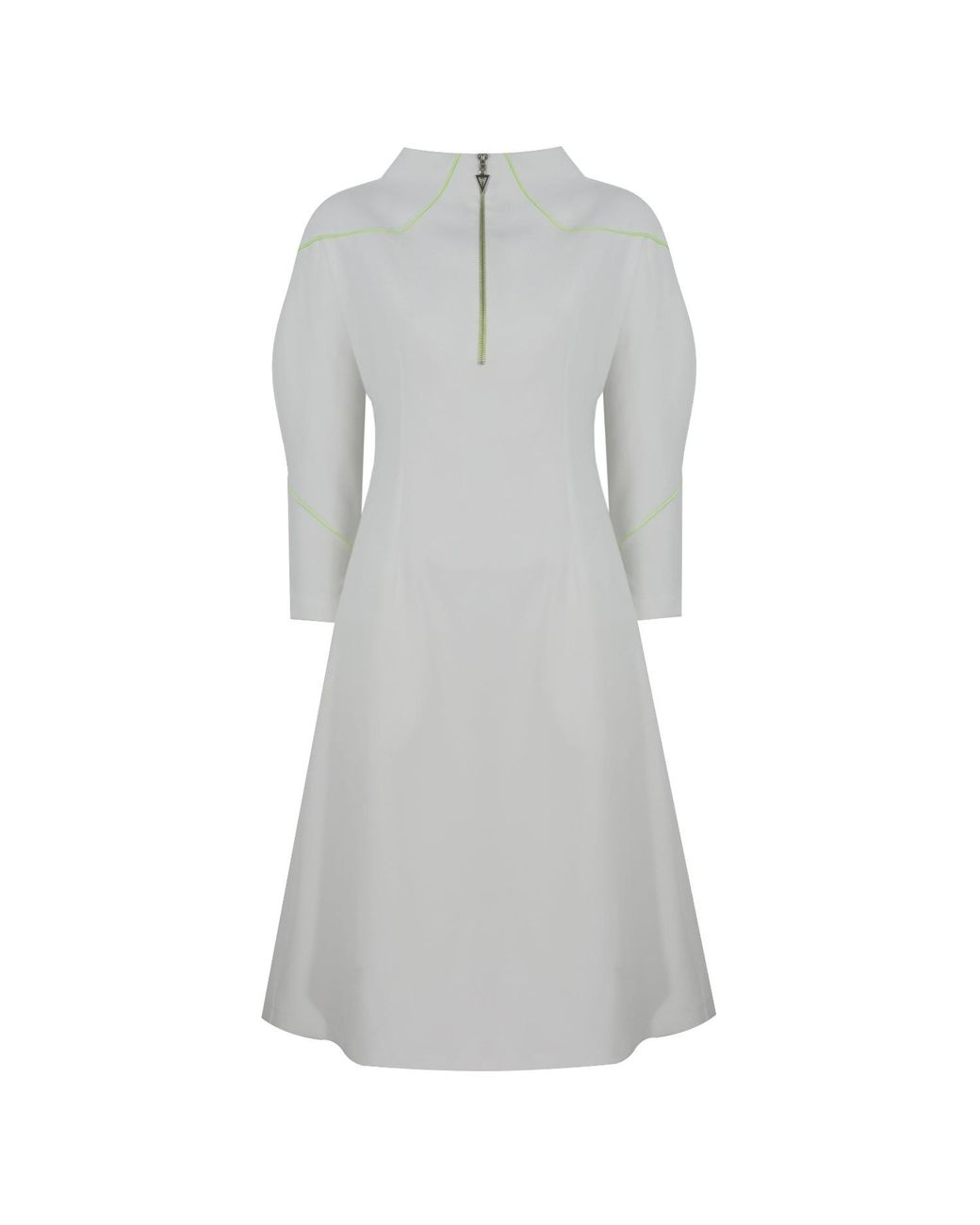 Mirimalist White Angle Midi Dress Ecru