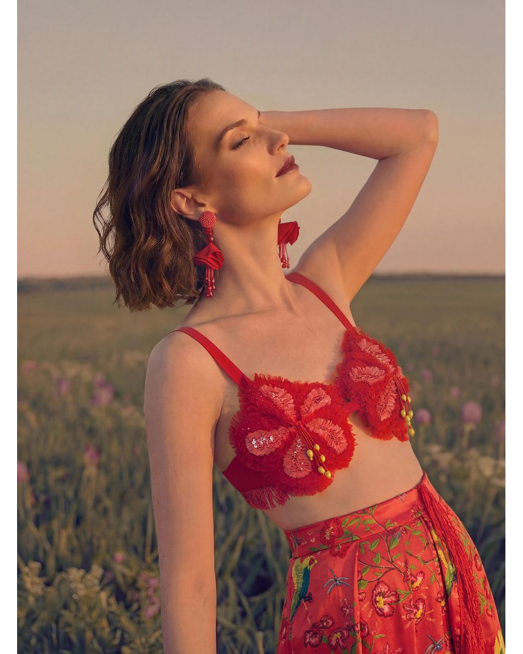 Ashaki Red The Maya Beaded Earring
