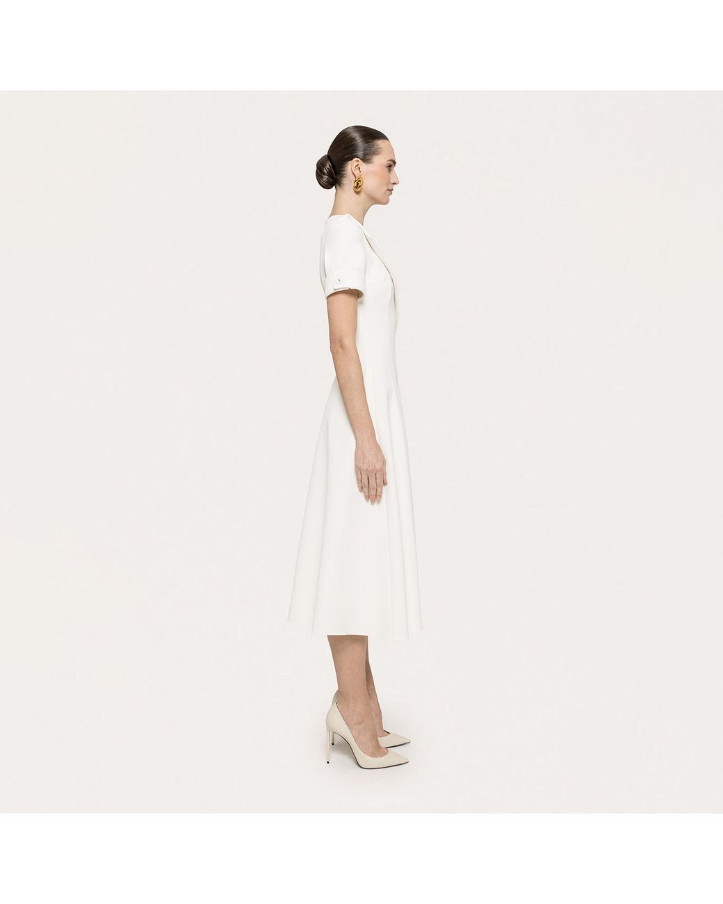Nissa White A-Line Midi Dress
