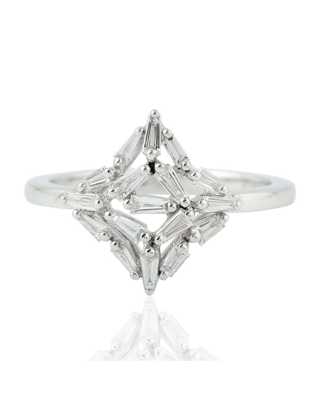 Artisan White Gold Baguette Diamond Ring Handmade
