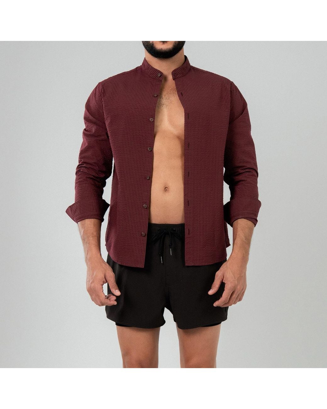 Duskitten Purple Oxblood Meridian Seersucker Shirt for men