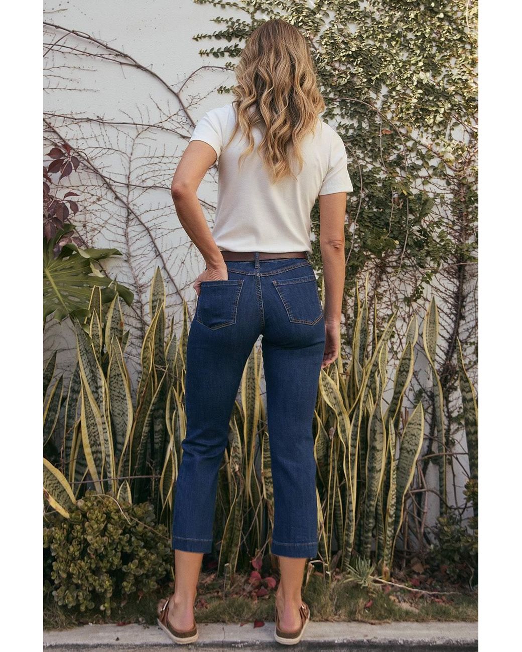Adrift Clothing Blue Adrift Denim Cropped Straight Leg Jeans