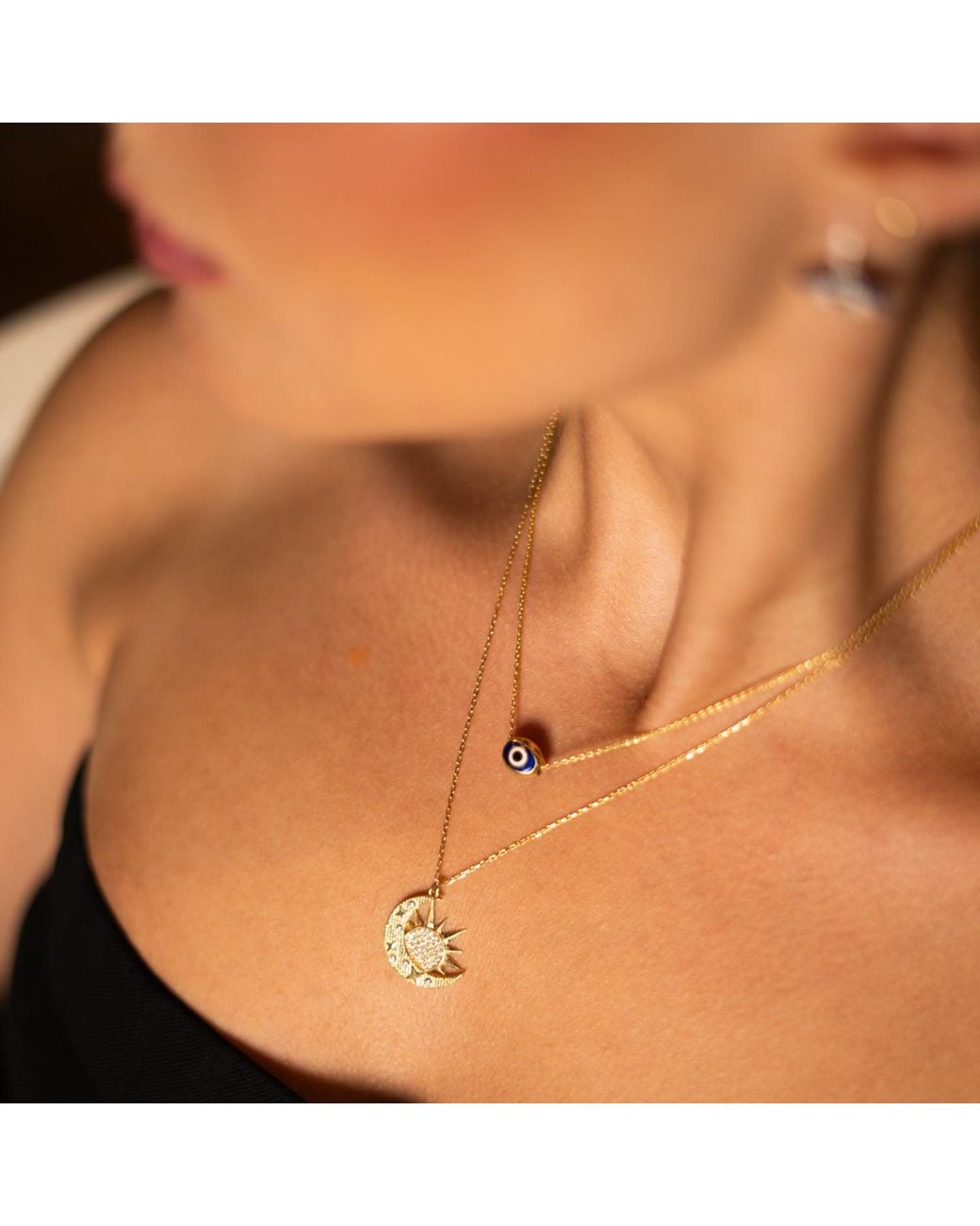 Ebru Jewelry Metallic Guardian Evil Eye Minimalist Necklace