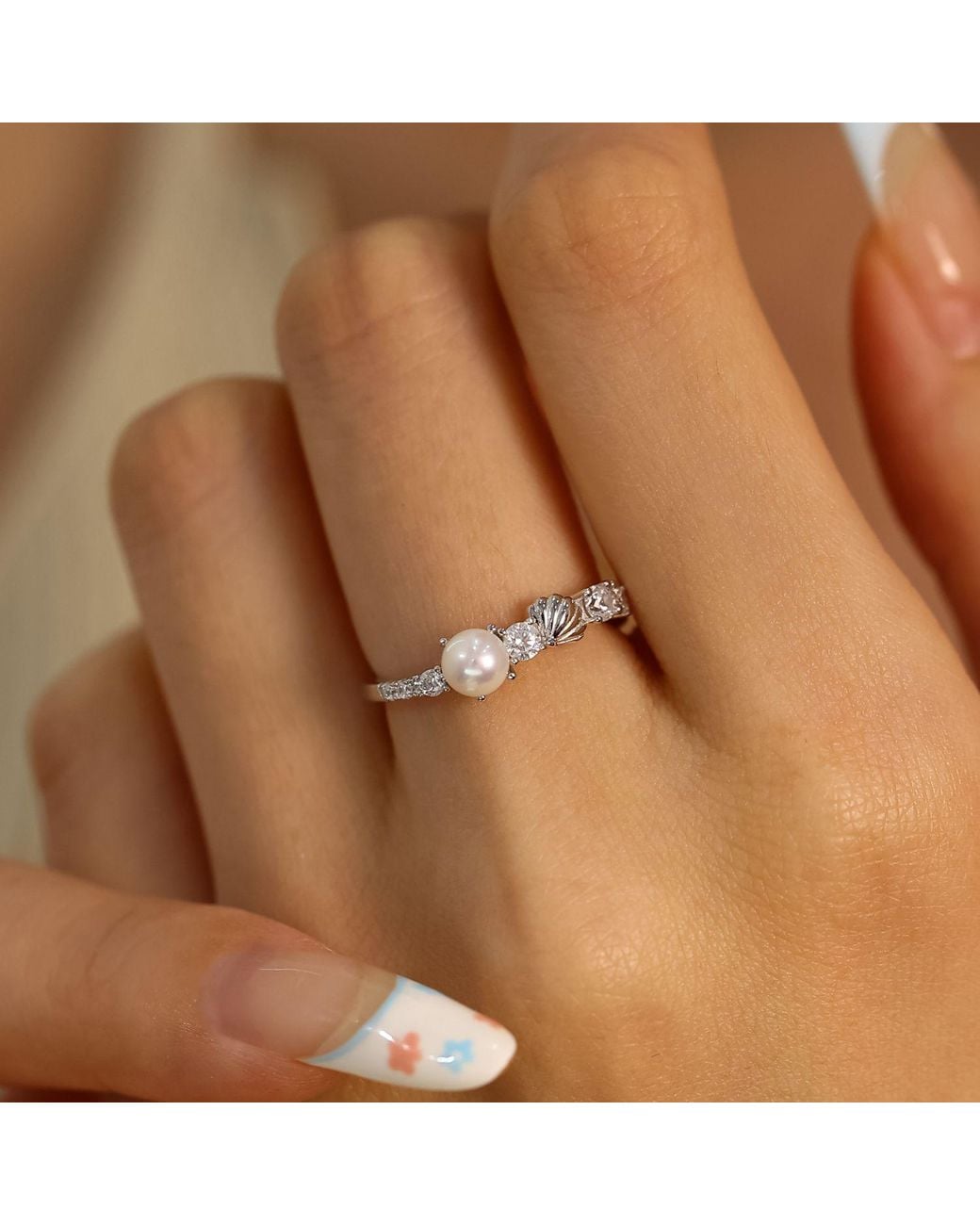Azura Jewelry New York White Abyssal Pearl Ring Vermeil