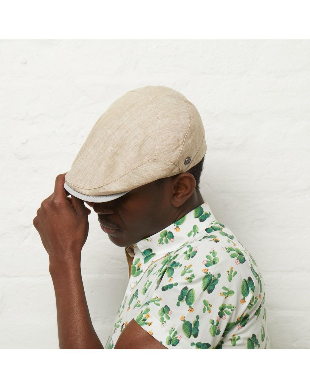 Dasmarca Hats Multicolor Neutrals Dasmarca Logan Linen Fitted Summer Cap With Leather Peak for men
