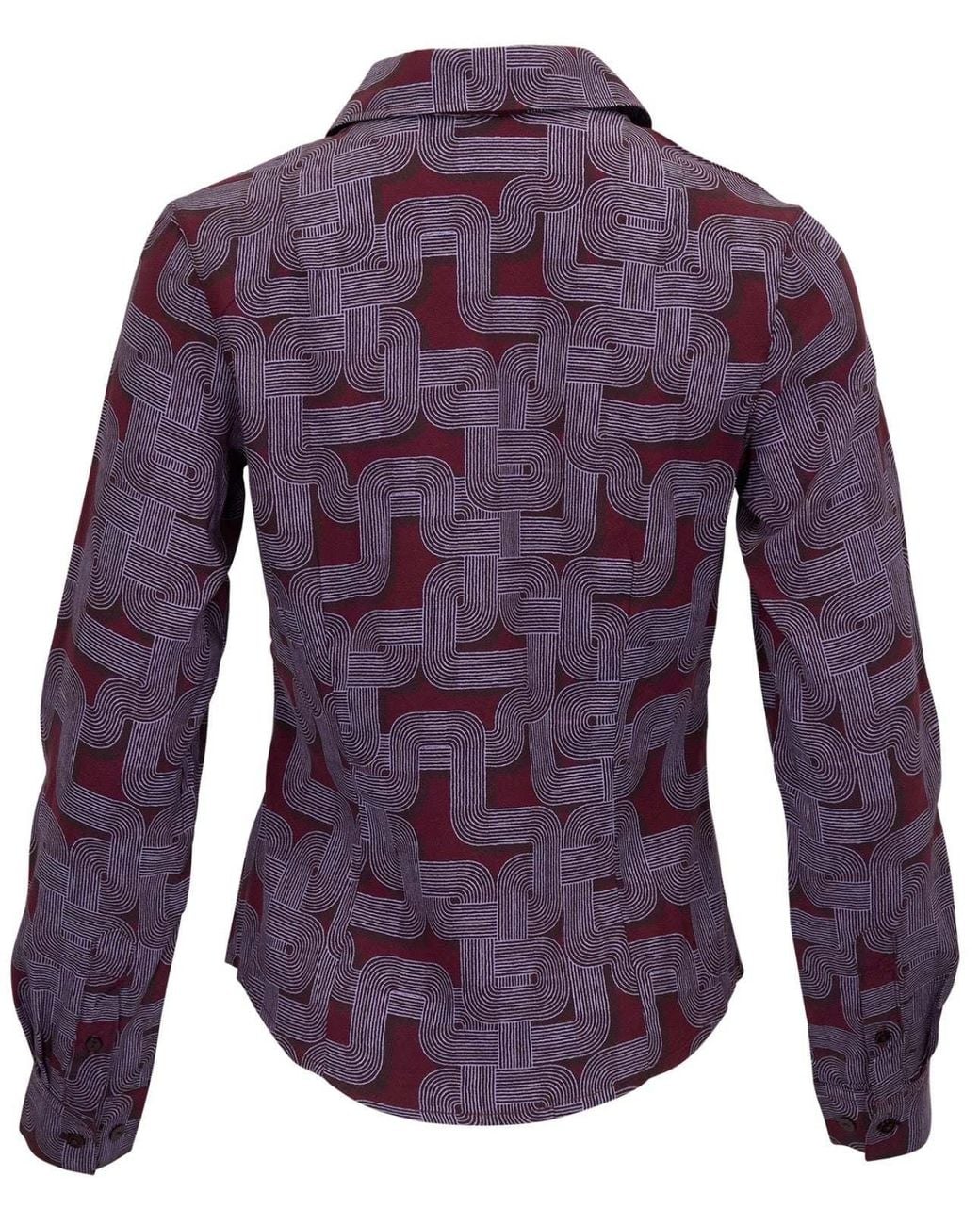 Lords of Harlech Purple Sutton Blons Geo Port Stretch Silk Long-Sleeve Shirt
