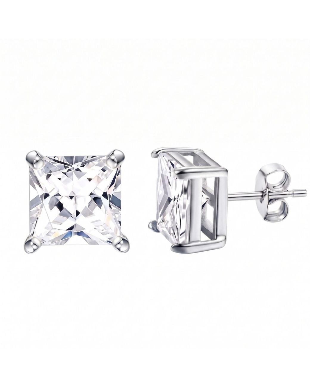 Sophelia Metallic Square Solitaire Stud Earrings For