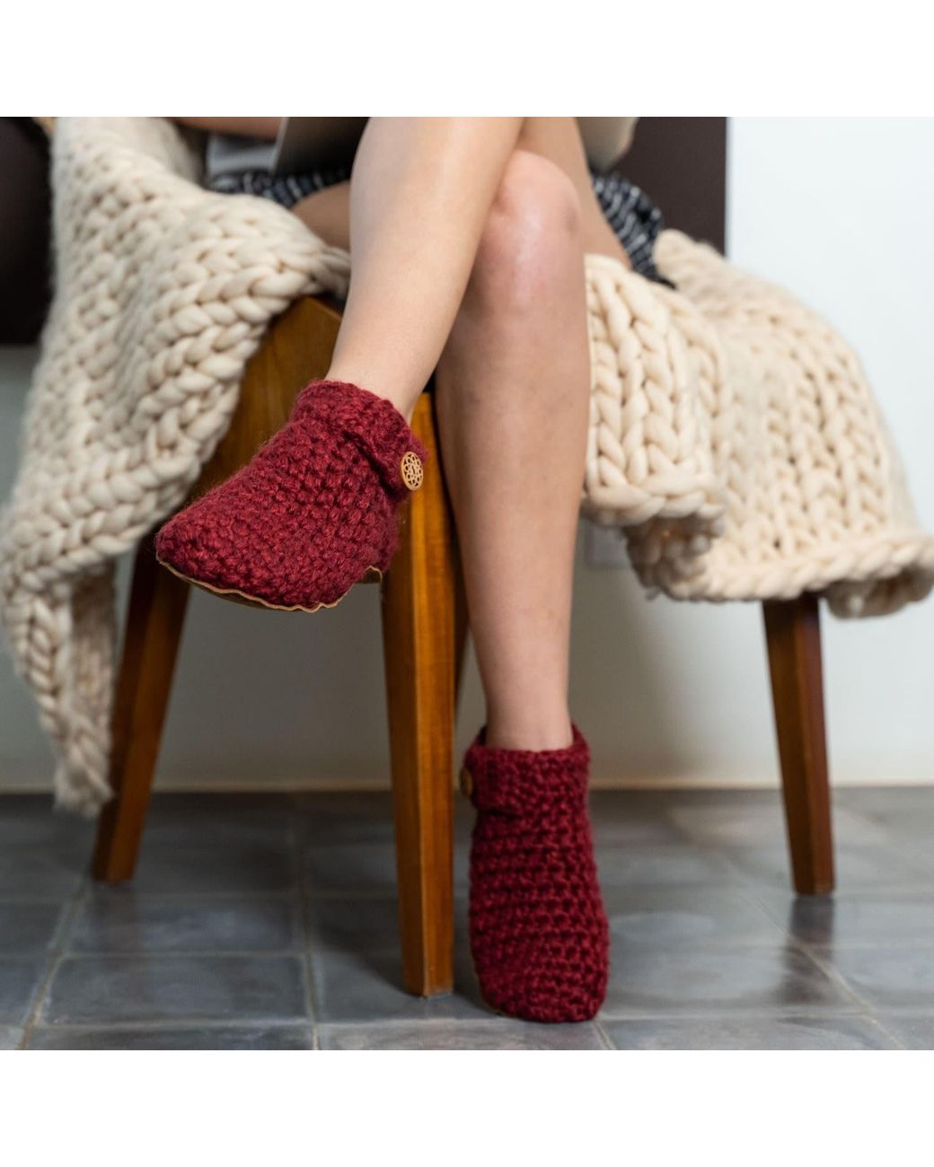 Kingdom of Wow Purple Cozy Ankle Boot Wool Slippers For