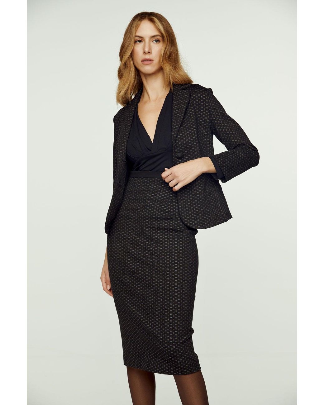 Conquista Blue Long Sleeve Faux Wrap Top