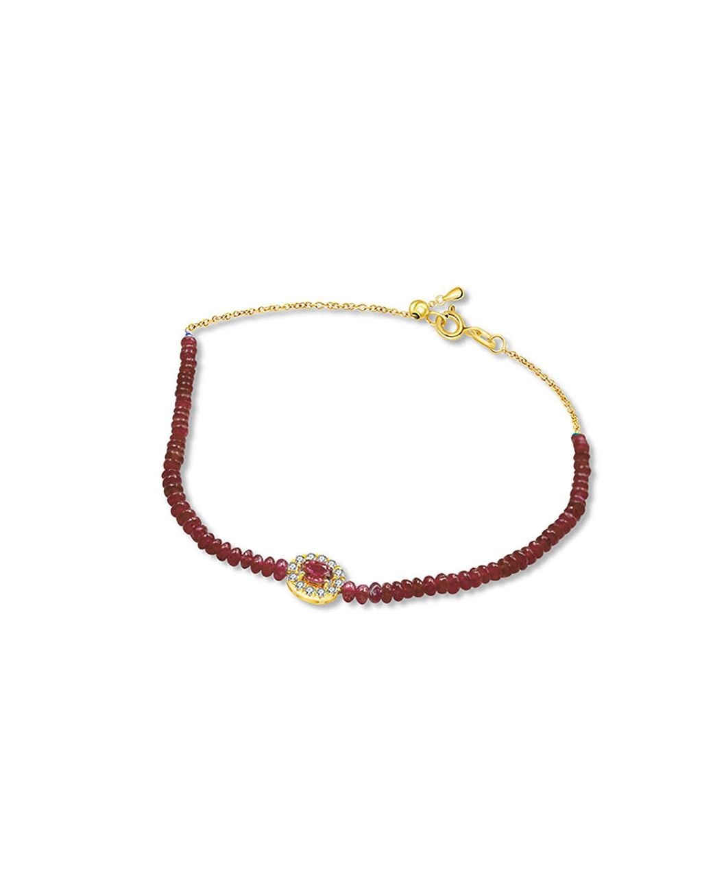 Genevieve Collection White 18K Ruby Bead Bracelet
