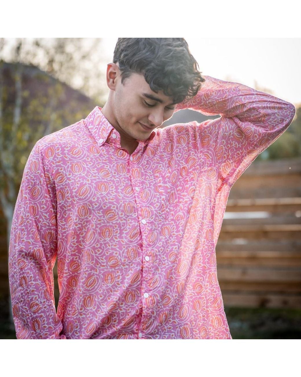 Jago's Tribe Pink Sunset Bloom Shirt for men