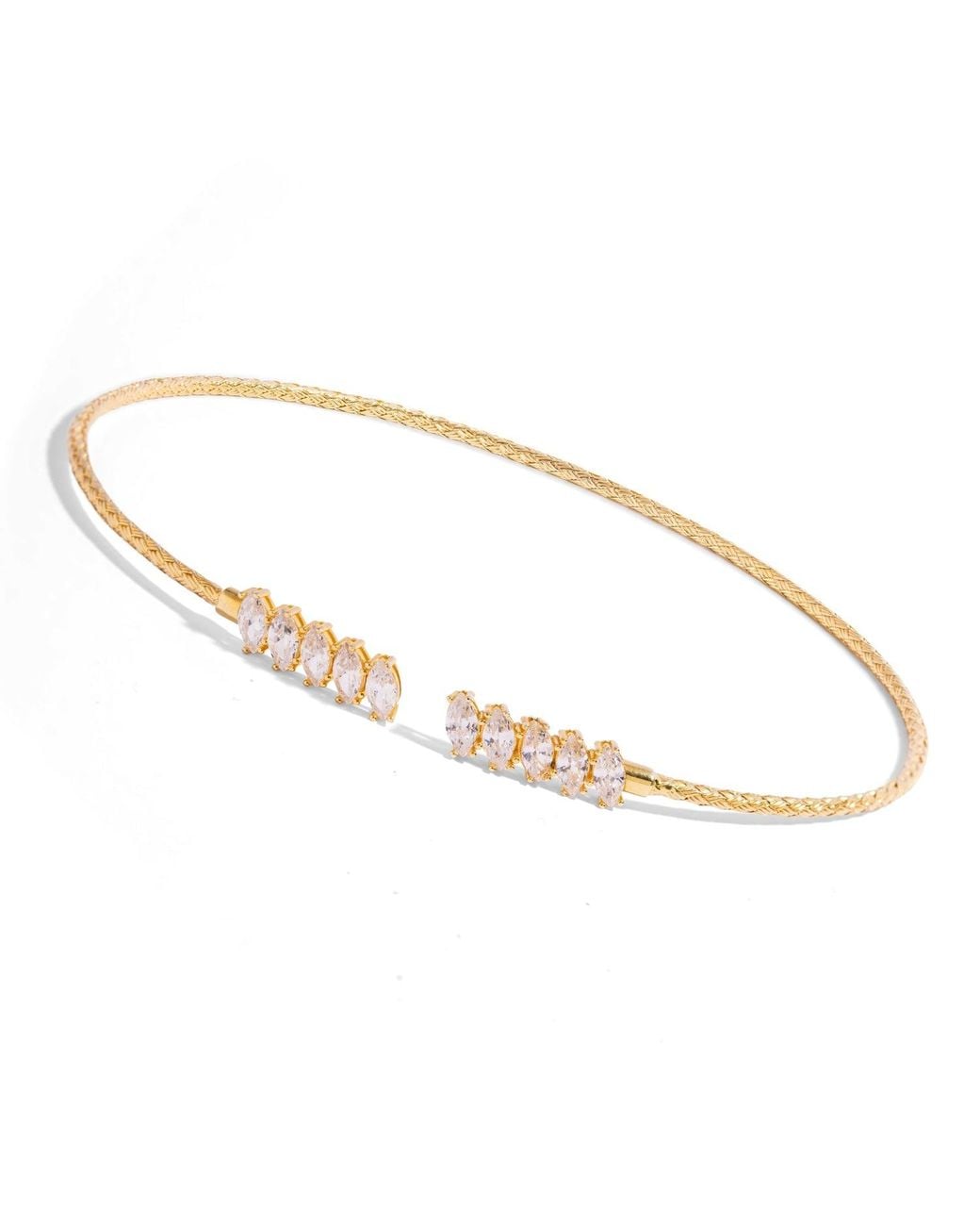 Ebru Jewelry Metallic Marquise Cubic Zirconia Woven Vermeil Choker Necklace