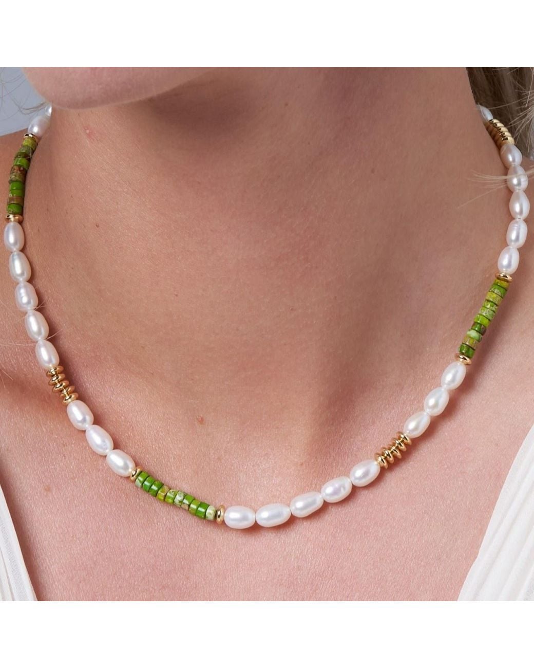 Pearls of the Orient Online Metallic Nova Oval Cultured Freshwater Pearls Necklace With Jasper & Beads