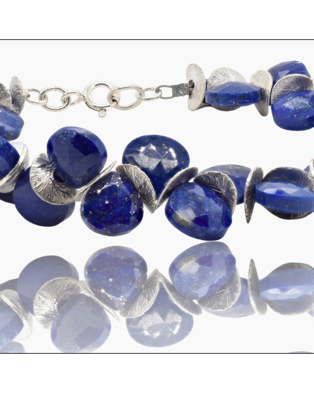 Lori Kaplan Design Blue Signature Lapis Herringbone Sterling Bracelet