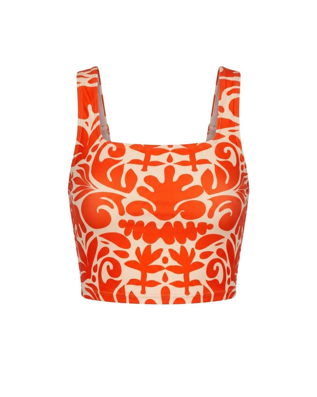 Lime Ricki Swimwear Orange Terracotta Square Neck Crop Top