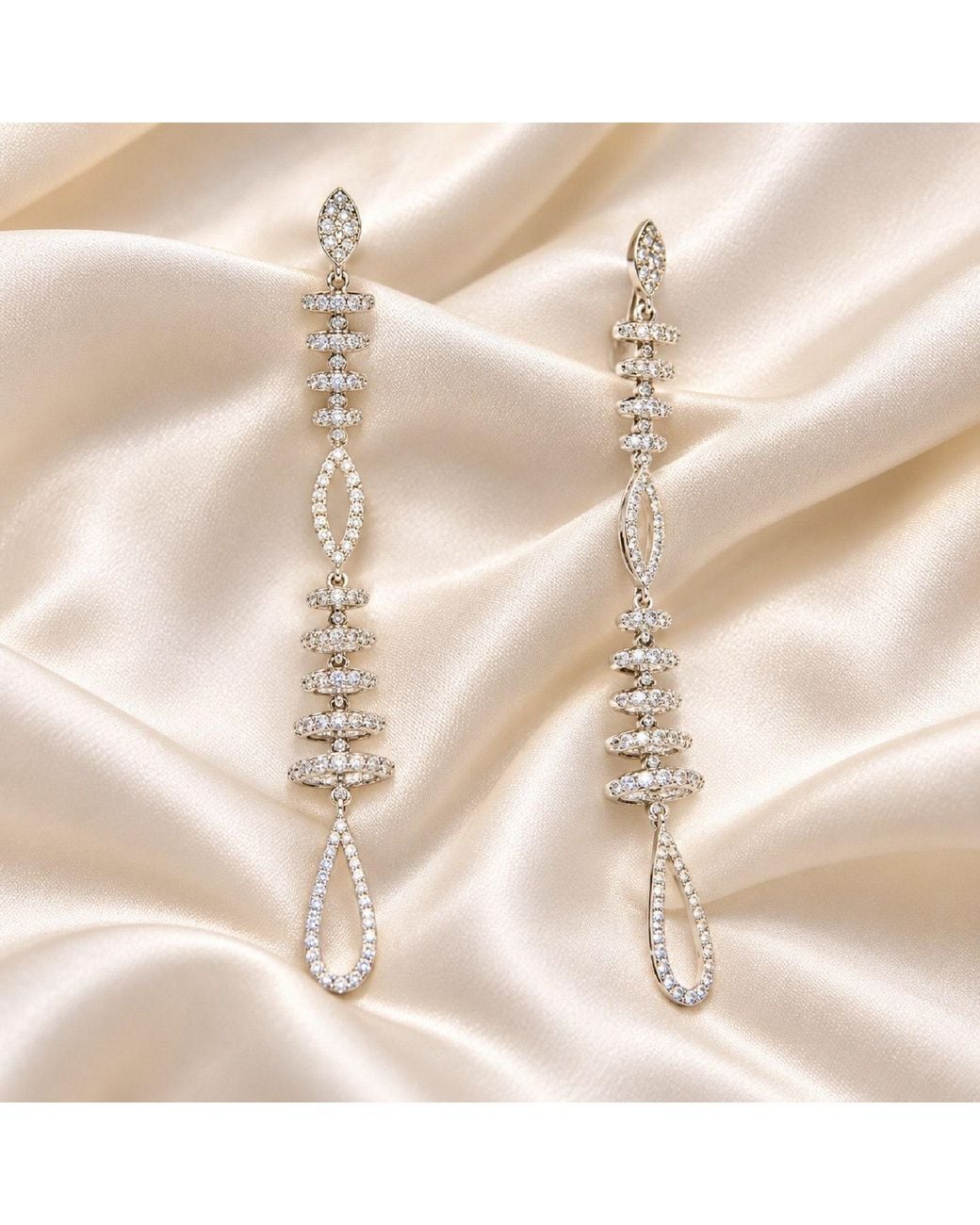 Artisan Metallic 18K Diamond Spiral Long Drop Earrings