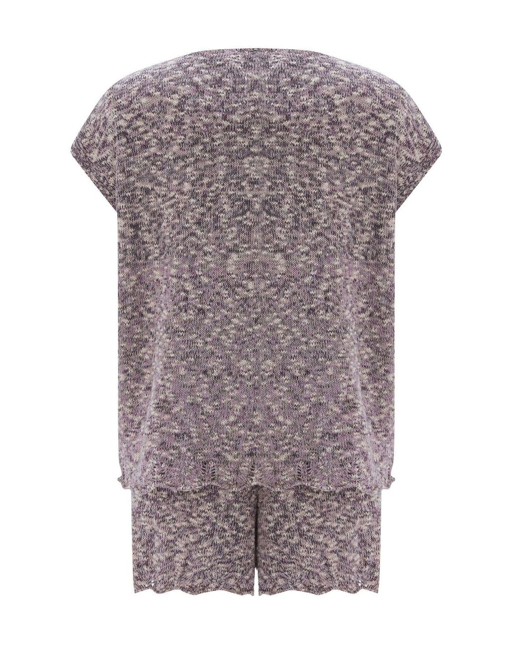 Peraluna Purple Renge Knitted Blouse & Shorts Matching Set