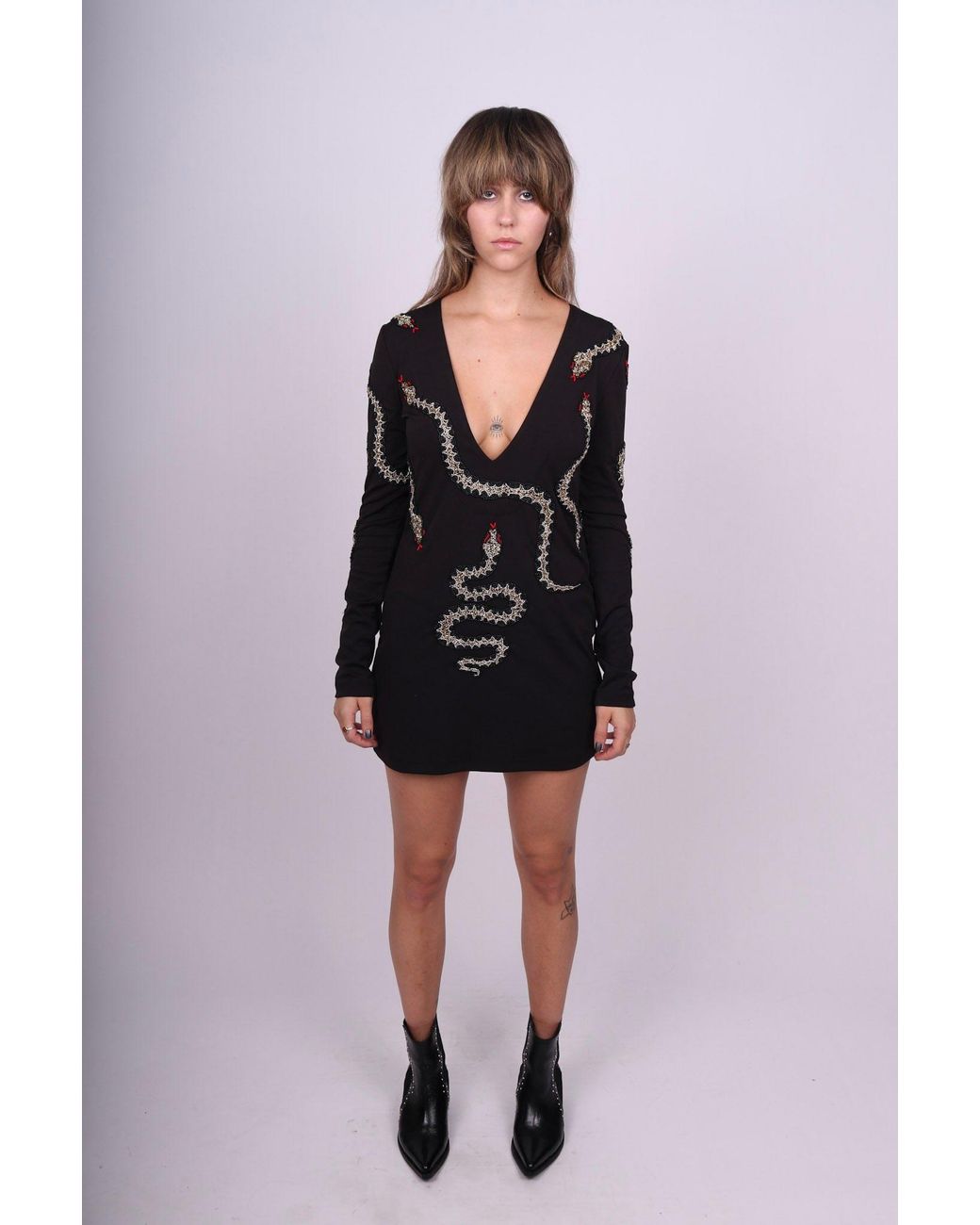 Any Old Iron Blue Beaded Snaketacular Mini Dress