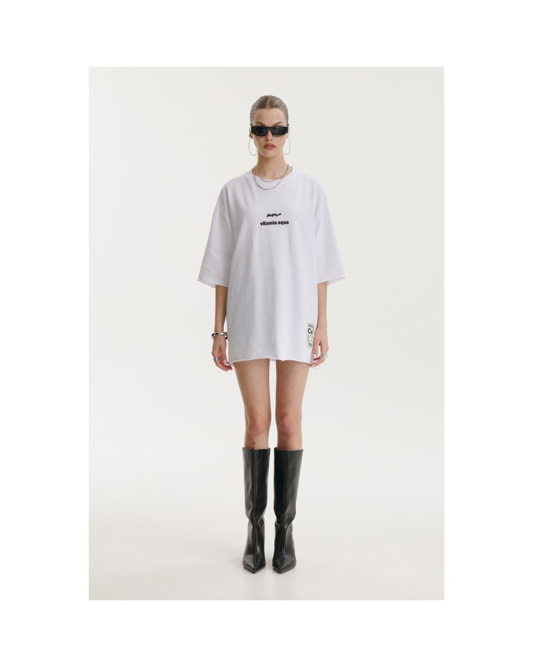 mysimplicated White Oversized T-Shirt With Vitamin Club Design W