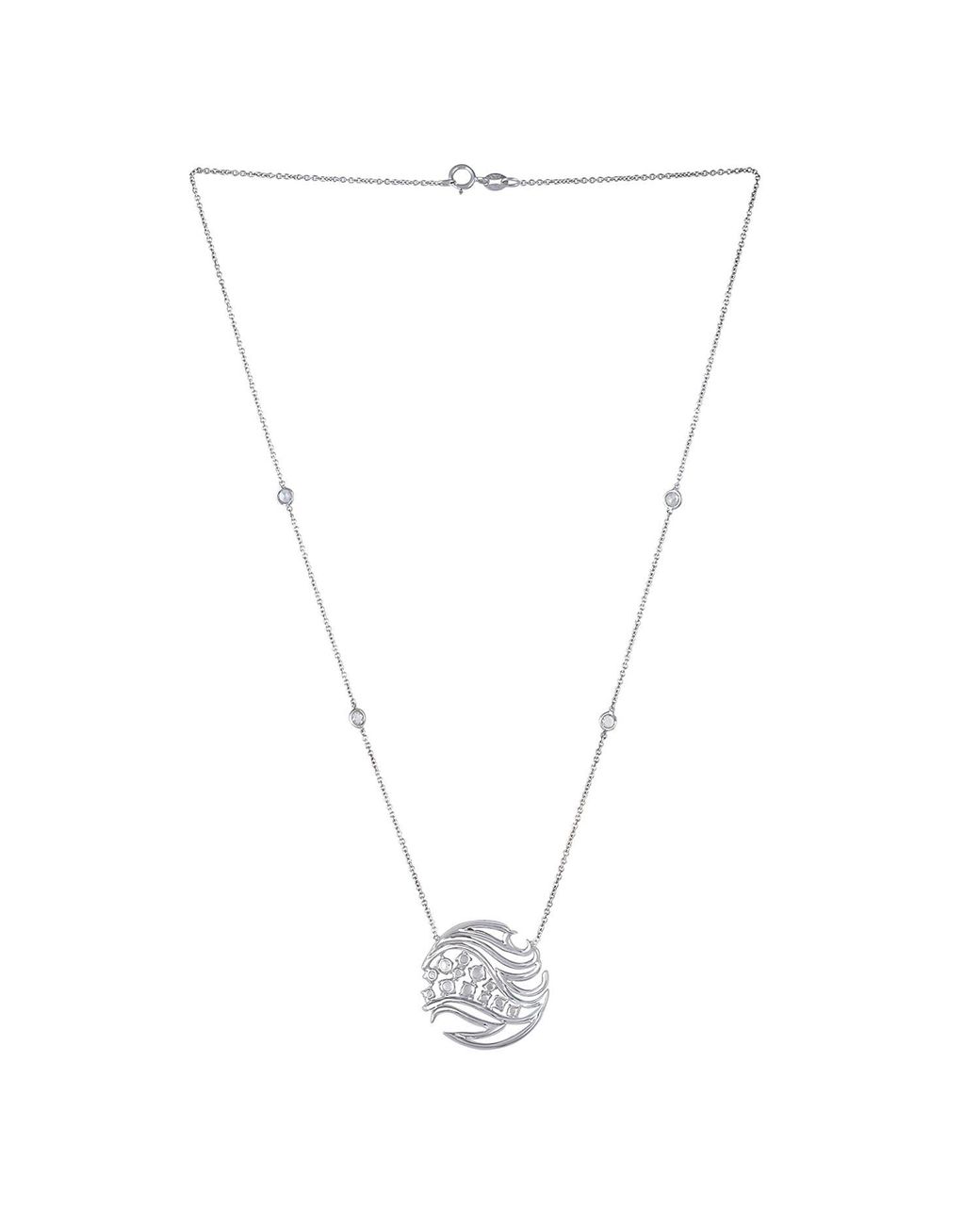 Artisan White Diamond 18k Gold Blue Sapphire Designer Princess Chain Necklace