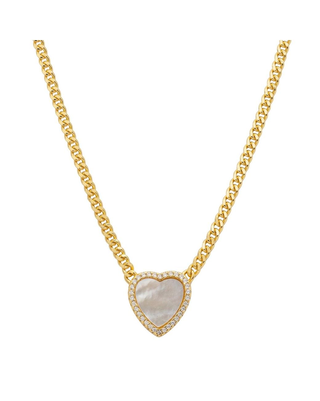 Latelita London Metallic Heart Mother Of Pearl Necklace