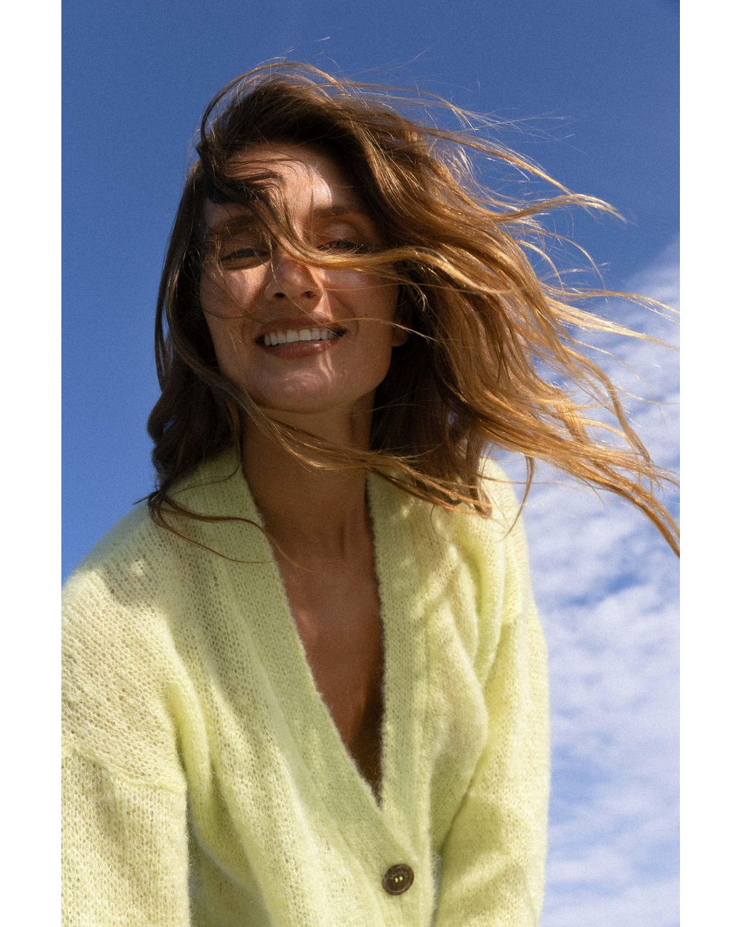 SALANIDA Green Melody Mohair Cardigan Limone