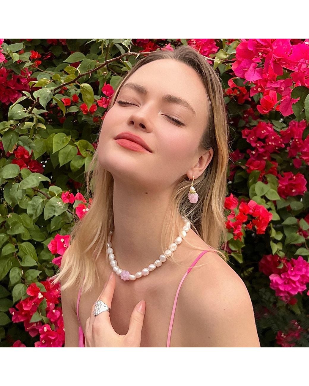Farra Metallic Irregular Shaped Freshwater Pearls With Raspberry Necklace
