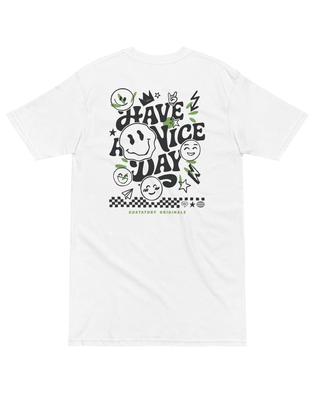 Anchor and Crew White Gustatory Originals Have A Nice Day Heavy Cotton Embroidered T-Shirt