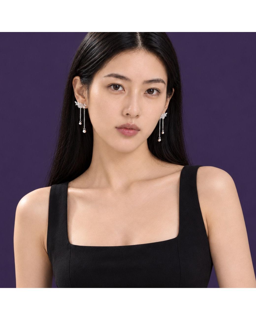 Yieon White Daisy Fine Filigree Tassel Earrings