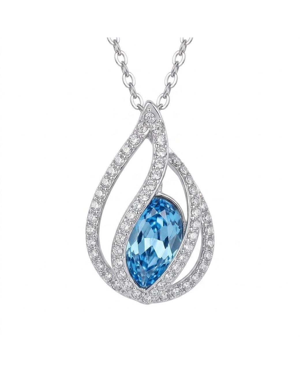 Modenaire Blue Crystal Orb Cage Pendant Necklace