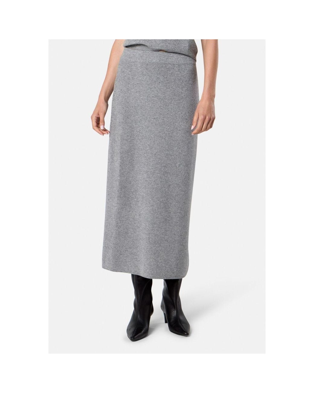 Helen Mcalinden Gray Rhea Ribbed Marl Cashmere Skirt
