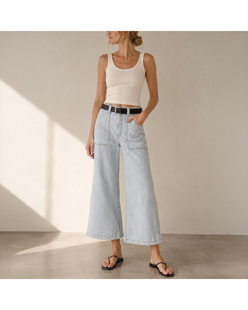 NOEND Blue Avery Cropped Wide Trouser