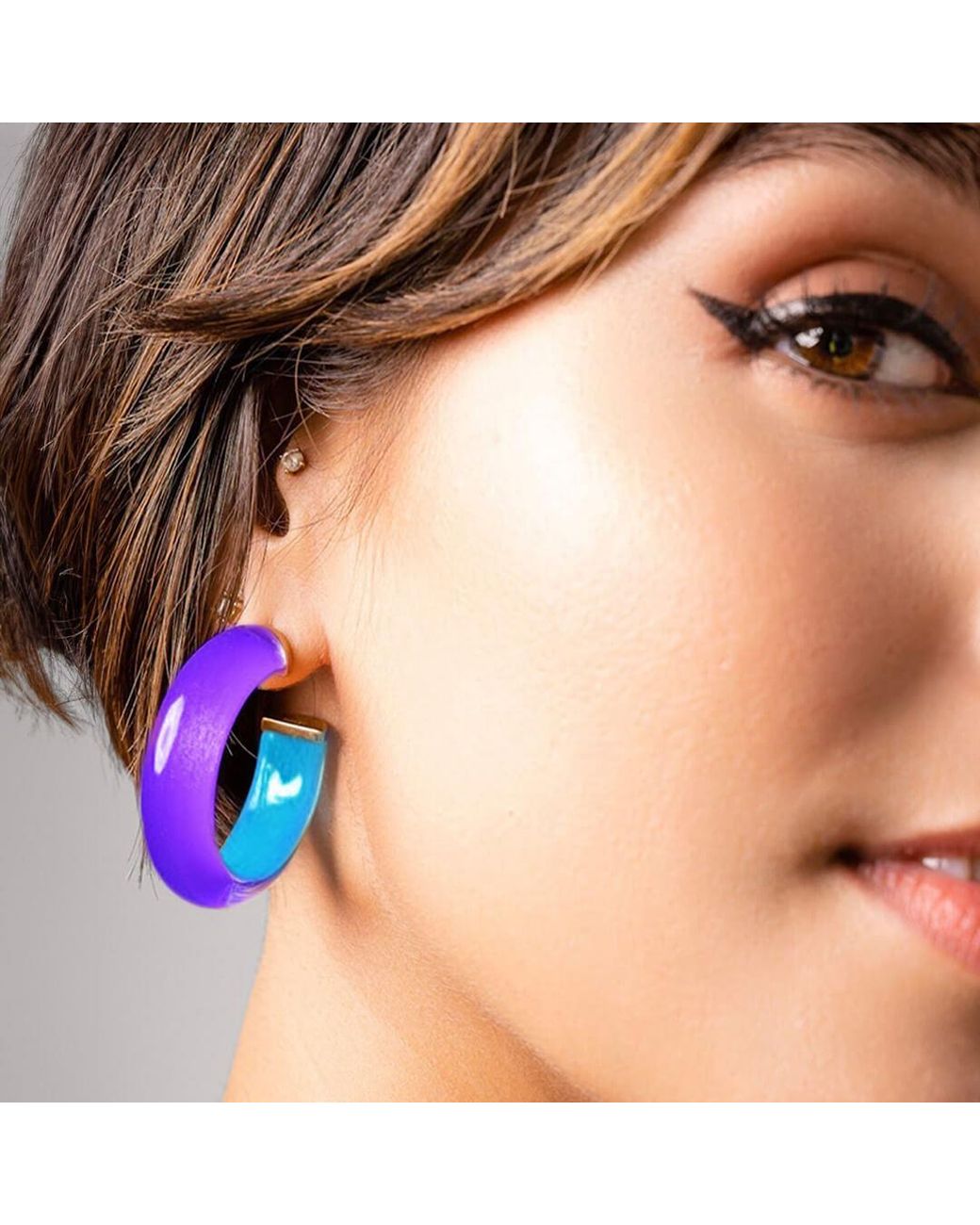 Gold & Honey Yellow Inside Out Lucite Hoop Earrings
