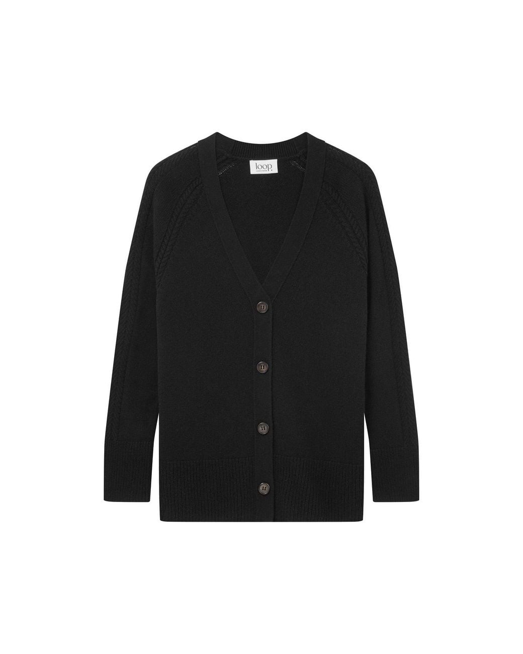 Loop Cashmere Black The Luxe Boyfriend Cardigan