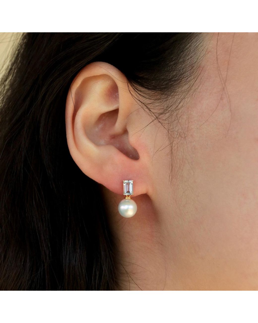 Kai Fine Jewelry Blue Solid Natural Aquamarine & Pearl Convertible Drop Earrings