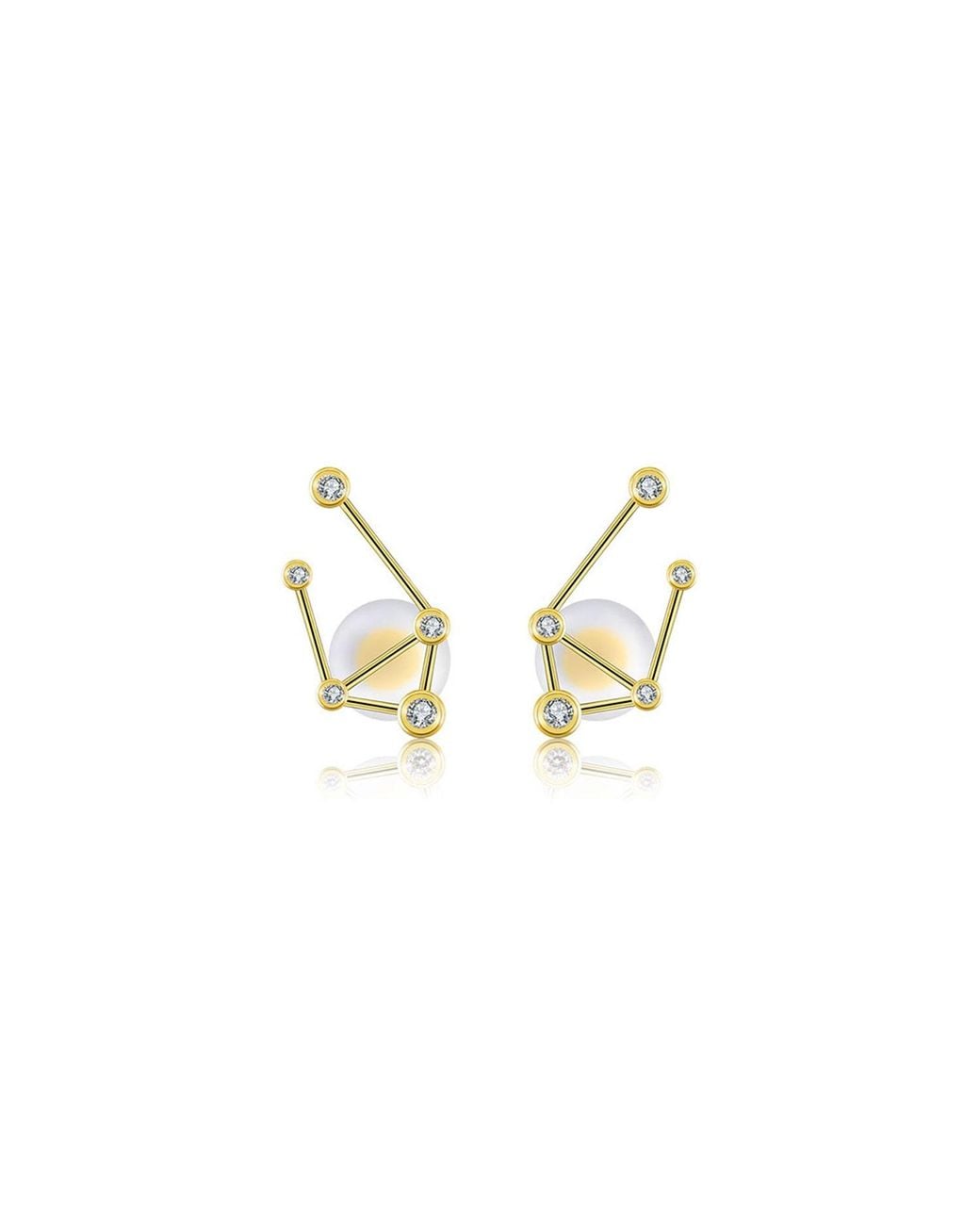 Genevieve Collection Metallic Libra Zodiac Constellation Earring 18K & Diamond