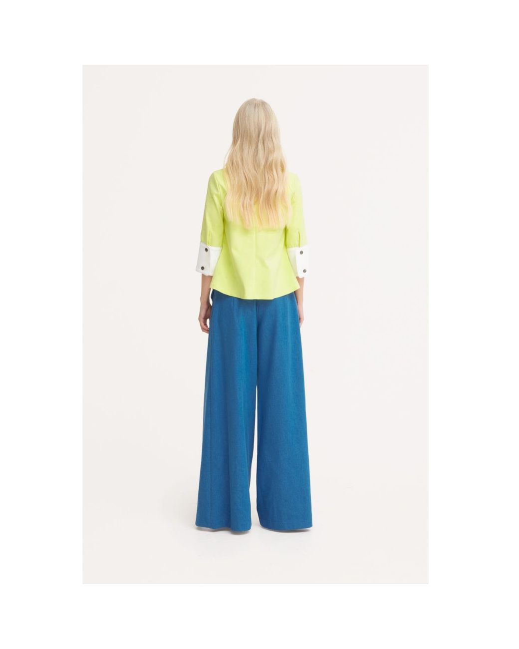 Julia Allert Yellow Semi-Formal Blouse With Double Contrasting Details Light Lime