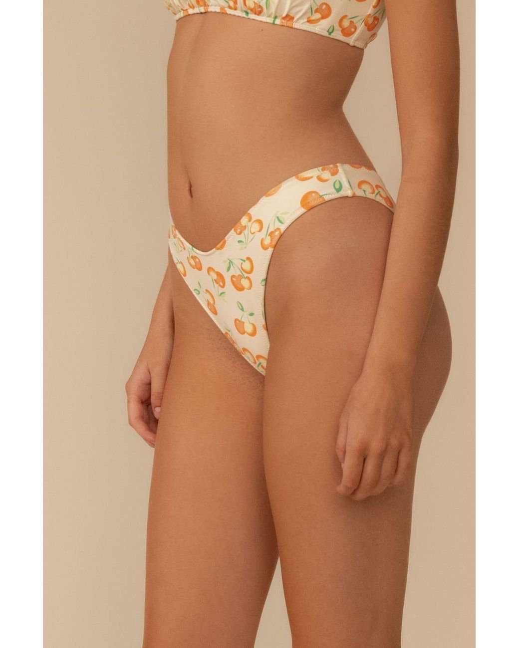 Montce White Cherry Sherbet Lulu Zig-Zag Stitch Bikini Bottom