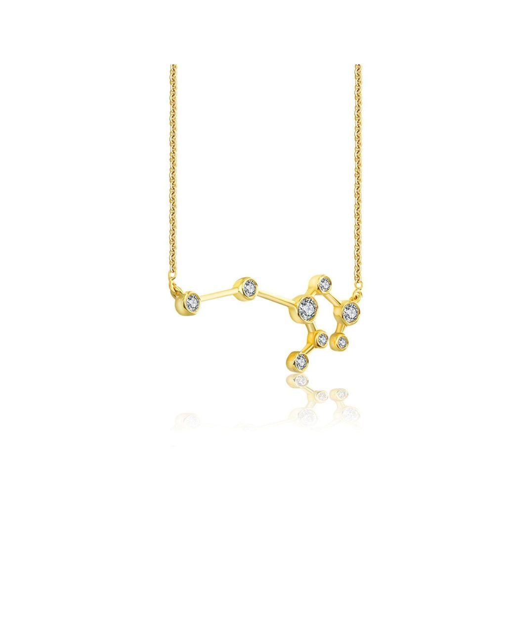 Genevieve Collection Metallic Leo Zodiac Constellation Necklace 18K & Diamond