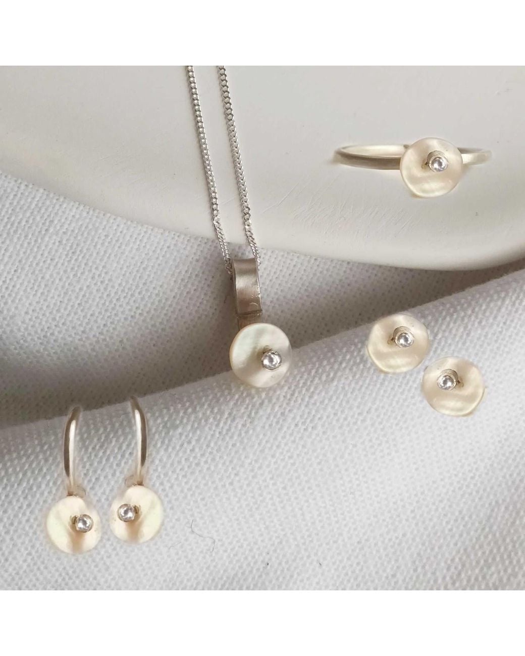 Lily Flo Jewellery Metallic Mother Of Pearl Lab Grown Diamond Stud Earrings