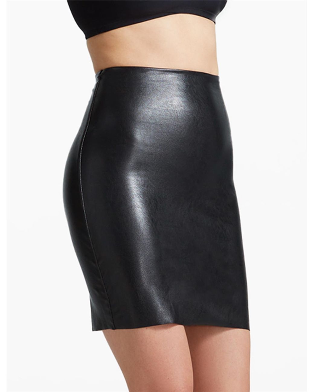 Commando Black Faux Leather Control Smoothing Mini Skirt, Sk08