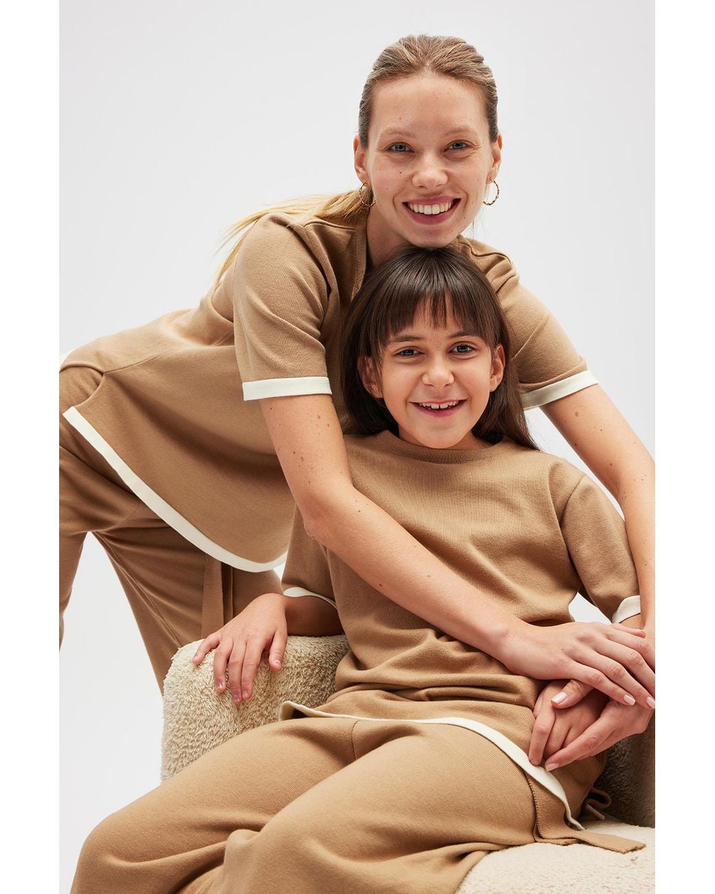 Peraluna Brown Rumi Knit Slit Cotton Blouse