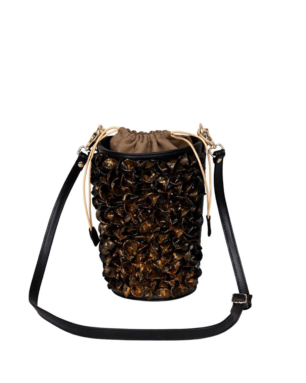 F3Rog by Rana Black The Crossbody Coral Bucket Bag With A Shoulder Strap