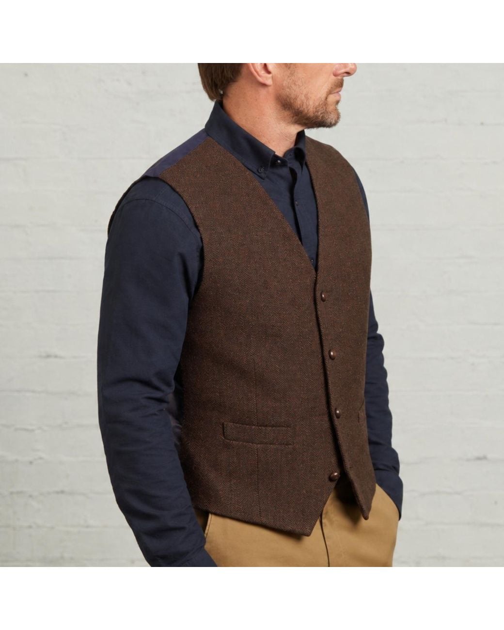 Guards London Black Robert Tweed Heritage Wool Waistcoat for men