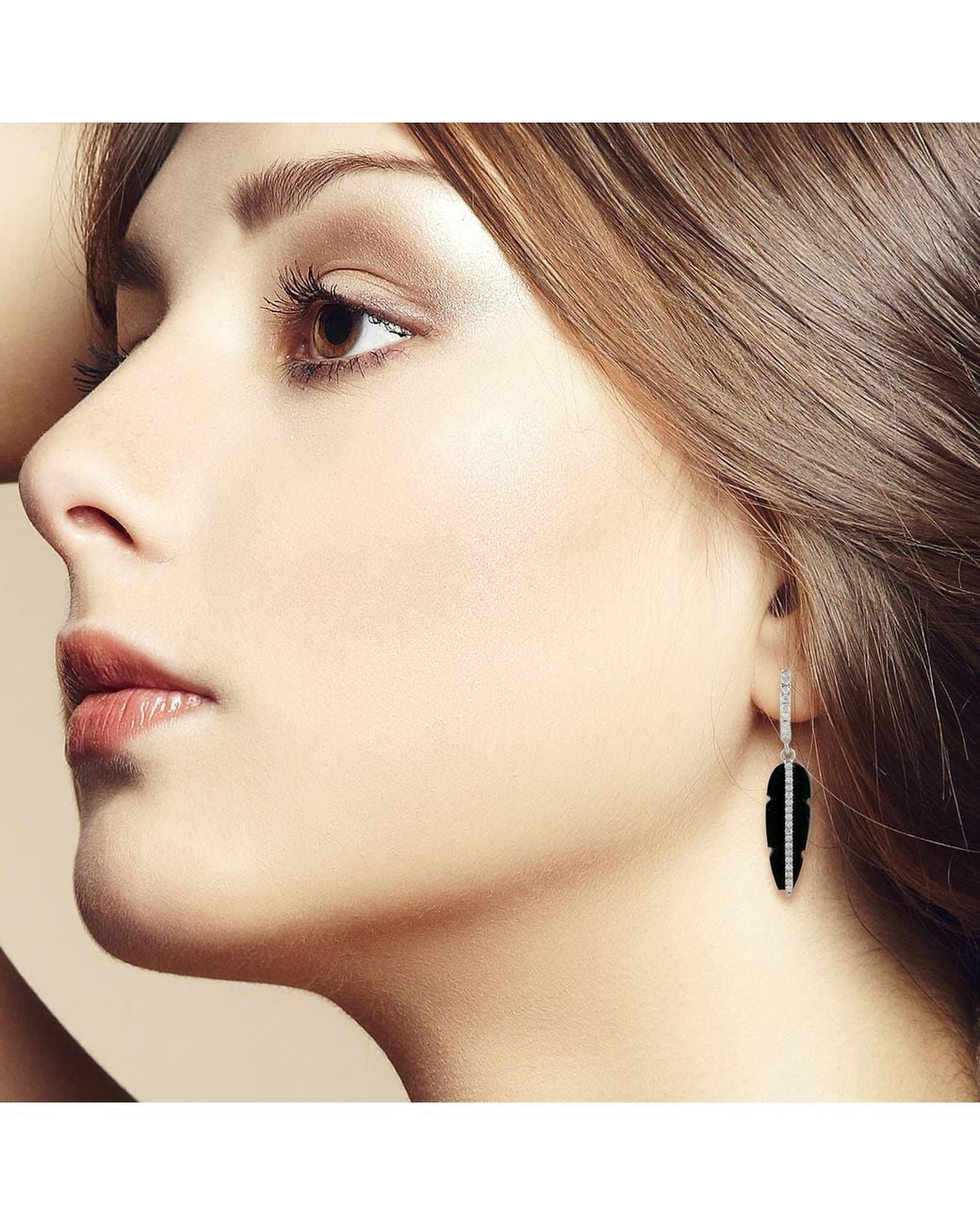 Artisan Black 18K Carved Onyx & Diamond Feather Drop Earrings