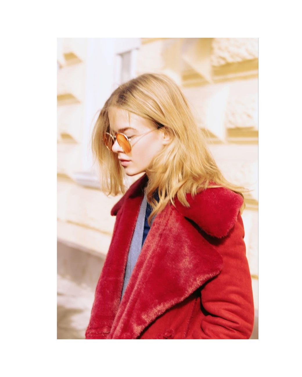 Julia Allert Red Double Faced Shearling Coat