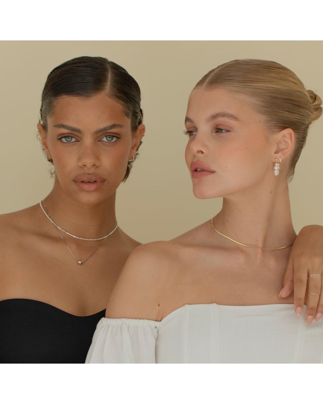 Arctic Fox & Co. Metallic Pearl Link Hoop Earrings