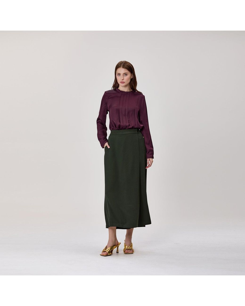 Smart and Joy Pink Long-Sleeved Blouse With Pleats